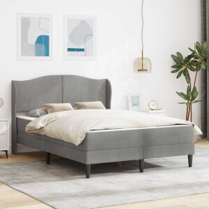 vidaXL Bedframe met hoofdeinde Lichtgrijs 140 x 200 cm Fluweel