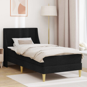 vidaXL Bedframe met matras met hoofdeinde Zwart 90 x 190 cm Stof