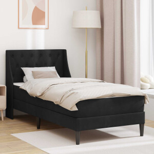 vidaXL Bedframe met matras met hoofdeinde Zwart 90 x 190 cm Fluweel