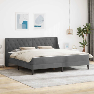 vidaXL Bedframe met matras Donkergrijs 180 x 200 cm Fluweel