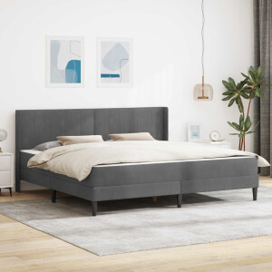 vidaXL Bedframe met matras Donkergrijs 180 x 200 cm Fluweel