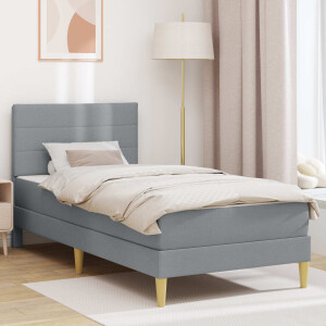 vidaXL Bedframe met matras met hoofdeinde Lichtgrijs 90 x 190 cm Stof