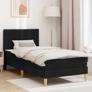 vidaXL Bedframe met matras met hoofdeinde Zwart 90 x 190 cm Stof