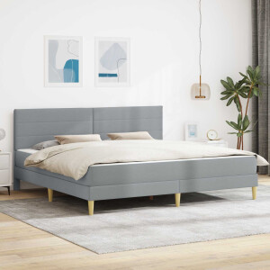 vidaXL Bedframe met matras met hoofdeinde Lichtgrijs 180 x 200 cm Stof