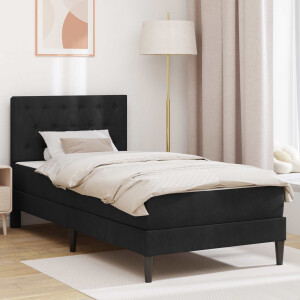 vidaXL Bedframe met matras met hoofdeinde Zwart 90 x 190 cm Fluweel