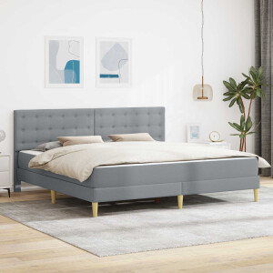 vidaXL Bedframe met matras met hoofdeinde Lichtgrijs 180 x 200 cm Stof