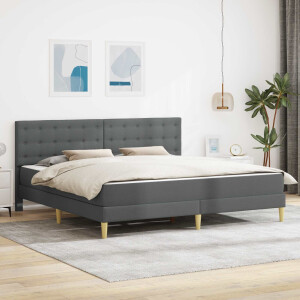 vidaXL Bedframe met matras Donkergrijs Stof