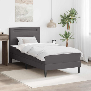 vidaXL Bedframe met LED-stripverlichting Grijs 90 x 190 cm Kunstleer