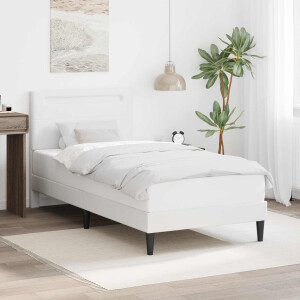 vidaXL Bedframe met LED-stripverlichting Wit 90 x 190 cm Kunstleer