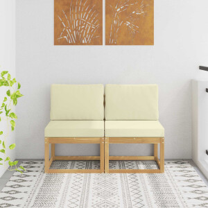 vidaXL 2 Stuk Buiten Midden Sofa Massief Acaciahout Wit