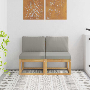 vidaXL 2 Stuk Buiten Midden Sofa Massief Acaciahout Wit