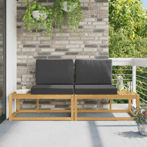 vidaXL Buiten Eind Sofa met kussen 2 Stuk Wit Massief Acaciahout