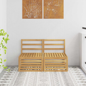 vidaXL 2 Stuk Buiten Midden Sofa Massief Acaciahout Wit