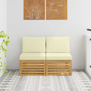 vidaXL 2 Stuk Buiten Midden Sofa Massief Acaciahout Wit