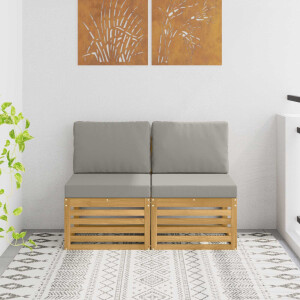 vidaXL 2 Stuk Buiten Midden Sofa Massief Acaciahout Wit