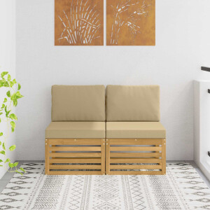 vidaXL 2 Stuk Buiten Midden Sofa Massief Acaciahout Wit
