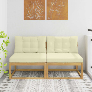vidaXL 2 Stuk Buiten Midden Sofa Polyester Wit