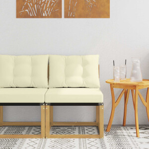 vidaXL Buiten Midden Sofa Massief acaciahout en Textilene Stof Wit