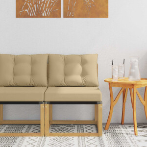 vidaXL Buiten Midden Sofa Massief acaciahout en Textilene Stof Wit