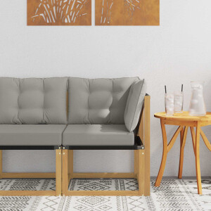 vidaXL Buiten Hoek Sofa Massief acaciahout en Textilene Stof Wit