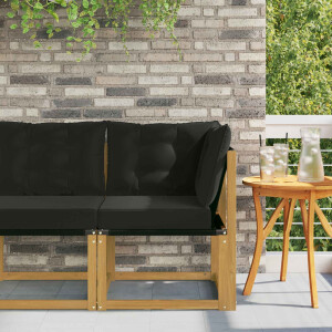 vidaXL Buiten Hoek Sofa Massief acaciahout en Textilene Stof Wit