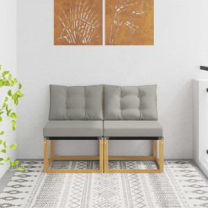 vidaXL 2 Stuk Buiten Midden Sofa Massief acaciahout en Textilene Stof