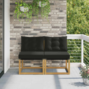 vidaXL 2 Stuk Buiten Midden Sofa Massief acaciahout en Textilene Stof