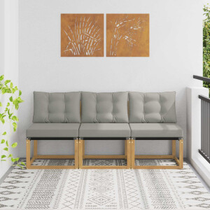 vidaXL 3 Stuk Buiten Midden Sofa Massief acaciahout en Textilene Stof