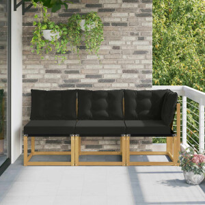 vidaXL Outdoor Midden- en Hoeksalon met kussen 3 Stuk Wit