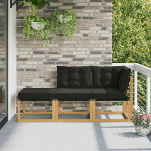 vidaXL Sectie Sofa Eenheden met kussen 3 Stuk Wit