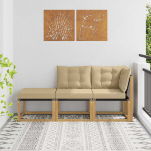vidaXL Sectie Sofa Eenheden met kussen 3 Stuk Wit