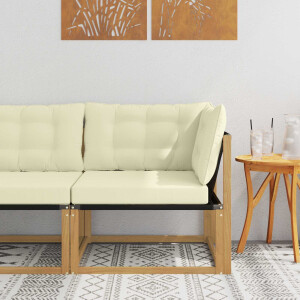 vidaXL Buiten Hoek Sofa Massief Acaciahout en Textilene Wit