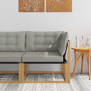 vidaXL Buiten Hoek Sofa Massief Acaciahout en Textilene Wit