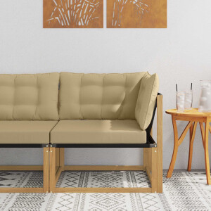 vidaXL Buiten Hoek Sofa Massief Acaciahout en Textilene Wit