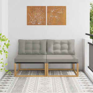 vidaXL Buiten Midden Sofa Massief Acaciahout en Textilene Wit