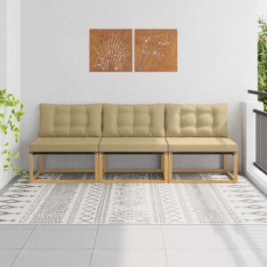 vidaXL Buiten Midden Sofa Massief Acaciahout en Textilene Wit