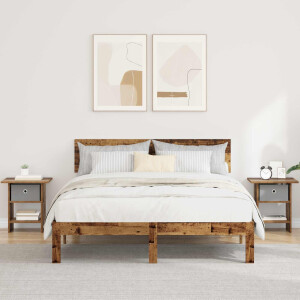 vidaXL Nachtkastje met lade 2 pcs Oudhout 41 x 40 x 45 cm Bewerkt hout