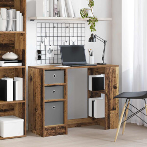 vidaXL Bureau met lade met plank Oudhout 100 x 40 x 75 cm Bewerkt hout