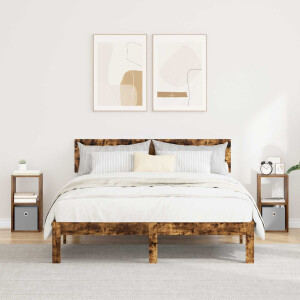 vidaXL Nachtkastje met lade 2 pcs Gerookt eiken 25,5 x 22 x 49,5 cm