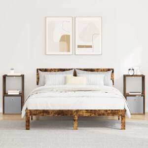 vidaXL Nachtkastje 2 pcs Gerookt eiken 35 x 32 x 68,5 cm Bewerkt hout