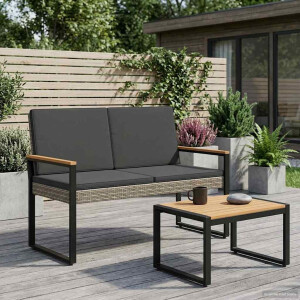 vidaXL Tuinbank Grijs en Donkergrijs 107 x 61 x 80 cm poly rattan