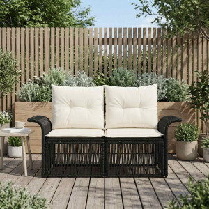 vidaXL Tuinbank 2-Aantal zitplaatsen Zwart poly rattan