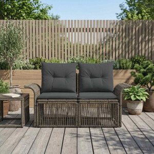 vidaXL Tuinbank 2-Aantal zitplaatsen Grijs poly rattan