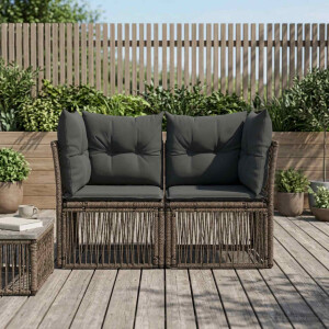 vidaXL Tuinbank 2-Aantal zitplaatsen Grijs poly rattan