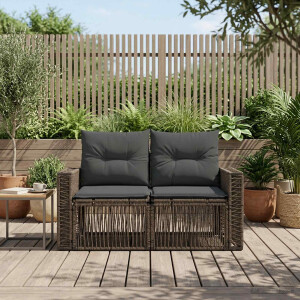 vidaXL Tuinbank 2-Aantal zitplaatsen Grijs poly rattan