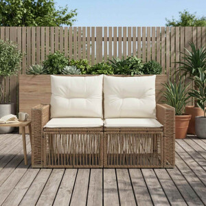 vidaXL Tuinbank 2-Aantal zitplaatsen Beige poly rattan