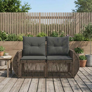 vidaXL Tuinbank 2-Aantal zitplaatsen Grijs poly rattan