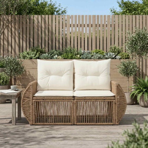 vidaXL Tuinbank 2-Aantal zitplaatsen Beige poly rattan
