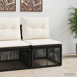 vidaXL Armloze Sofa eenheid Zwart poly rattan