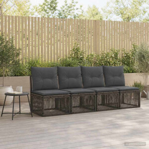 vidaXL 4-zits bank 4 st 4-Aantal zitplaatsen Grijs poly rattan